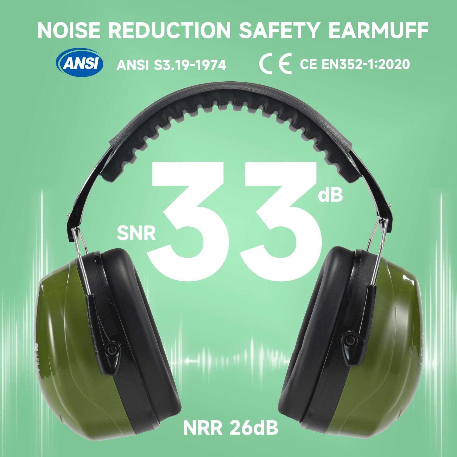 现货产品 ABS 防护耳罩 EM-5002 绿色
