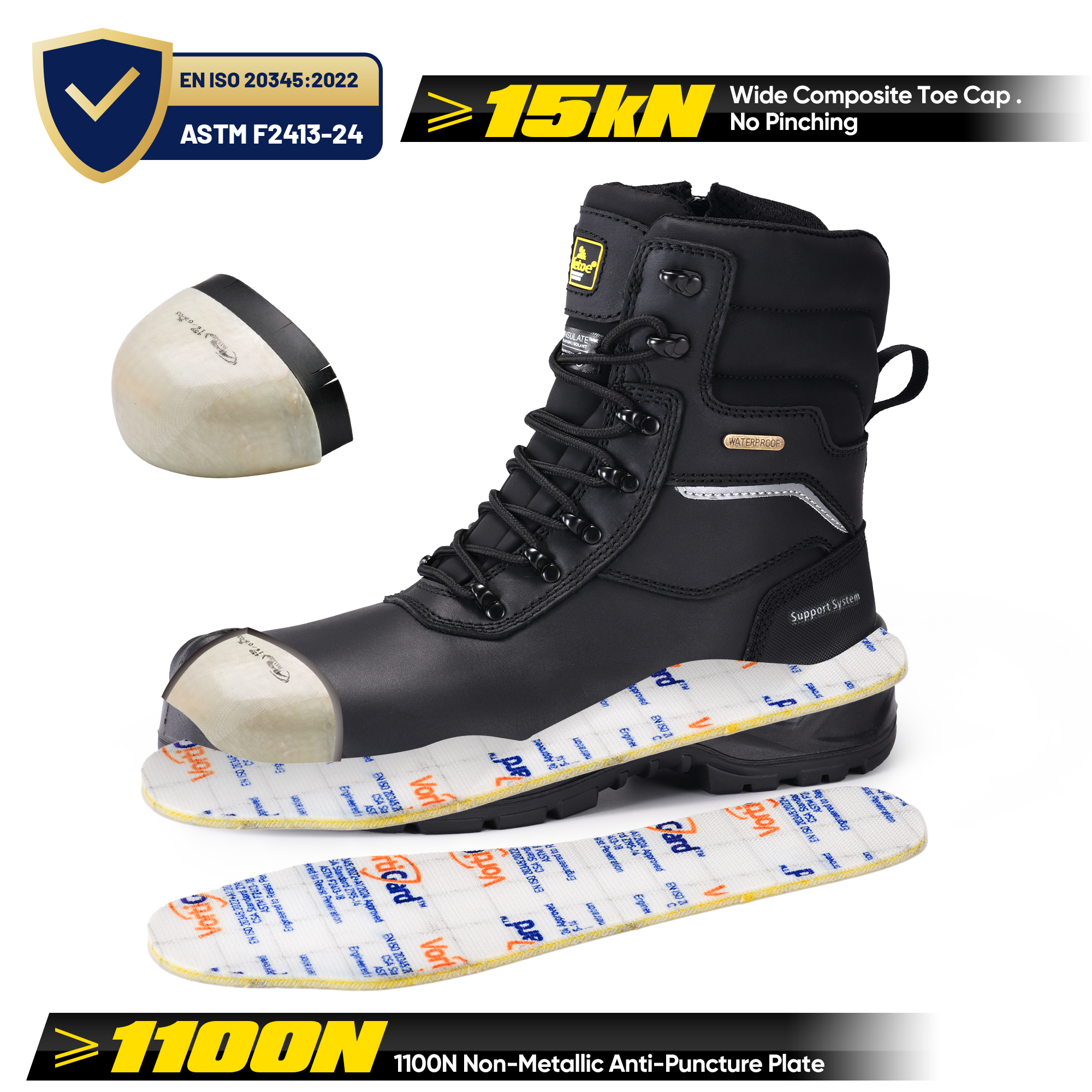 IceGrip 极寒安全靴，带 400 克隔热和防水拉链 | H-9552 冰握