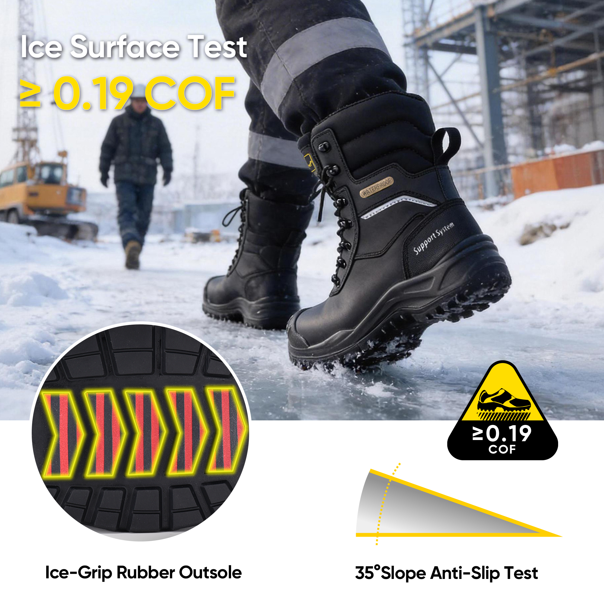 IceGrip 极寒安全靴，带 400 克隔热和防水拉链 | H-9552 冰握