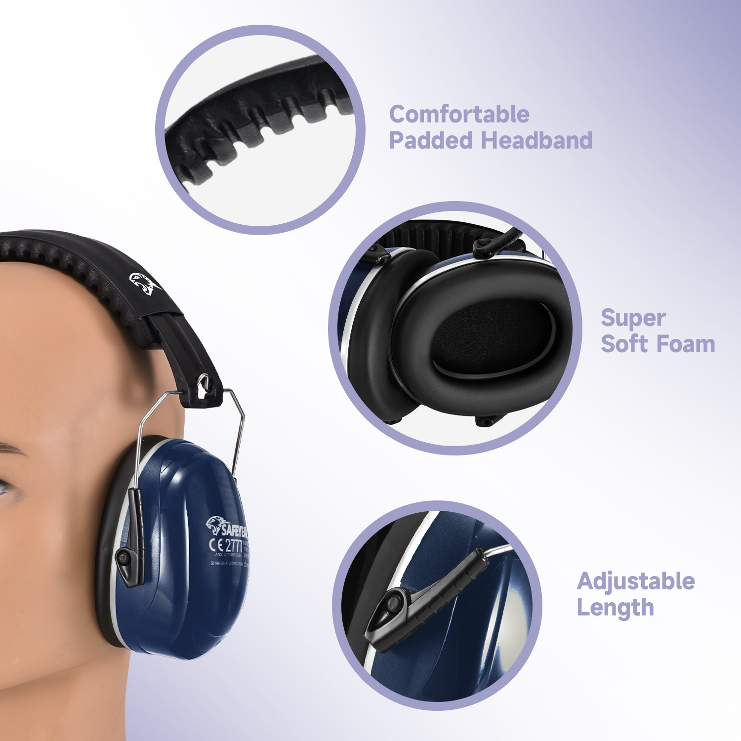 ABS 听力防护 耳罩 防护耳罩 现货产品 FM-1B 蓝色