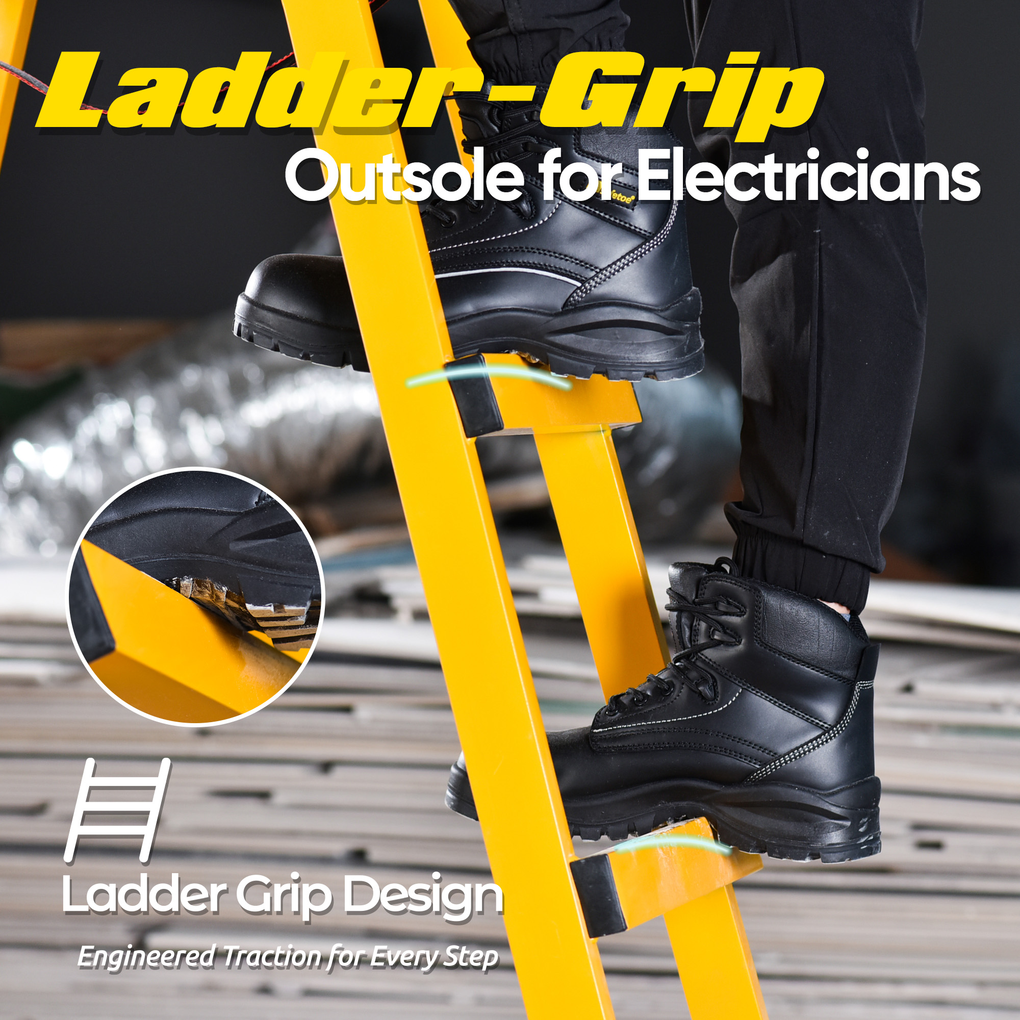 最佳 EH 级电气危险 LG Ladder-Grip 外底工作靴 M-8356RBLG VoltLock