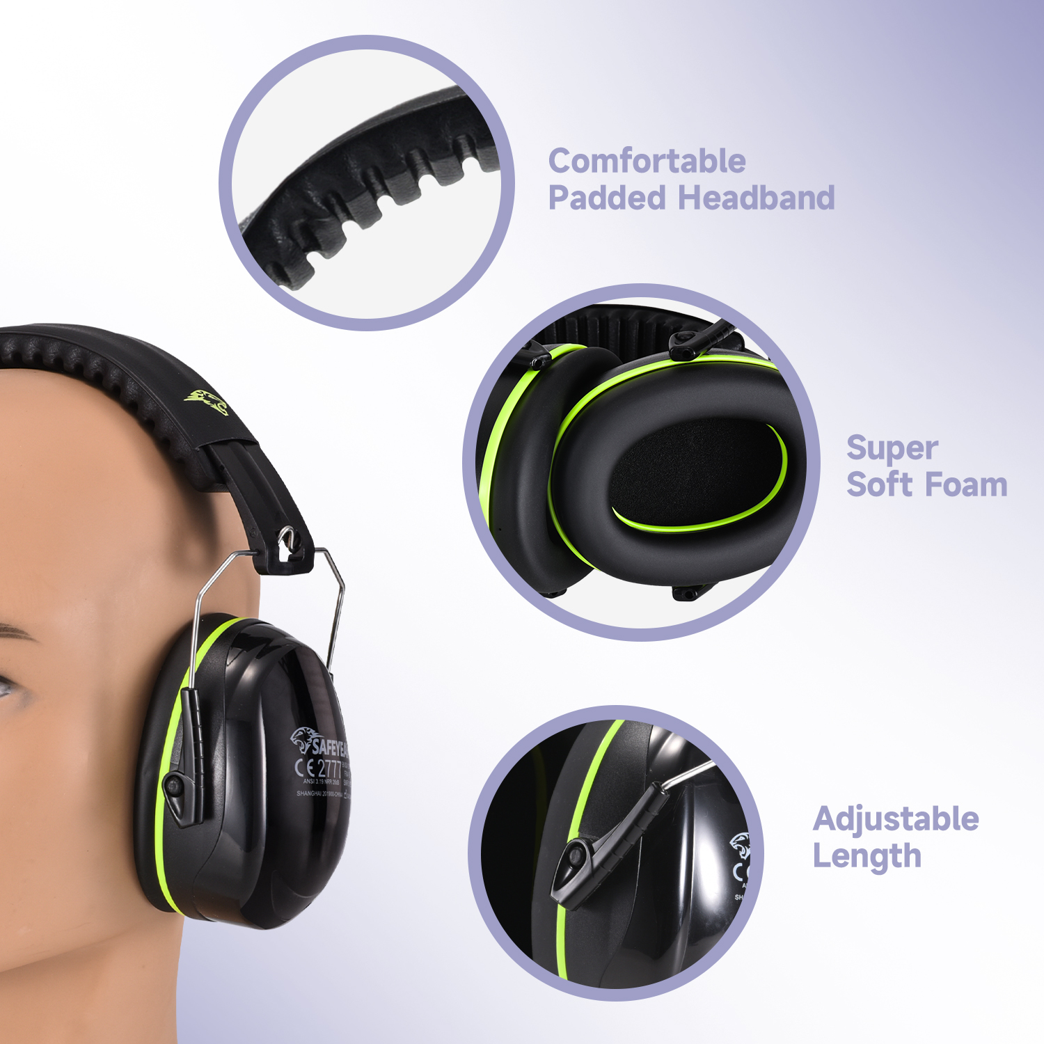 ABS 听力防护 耳罩 保护耳罩 现货产品 FM-1B 绿色