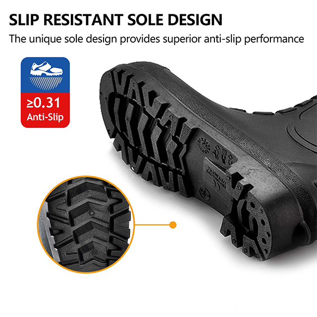 S5 Safety 长筒靴 – 防水 PVC 钢头工作靴 W-6038 黑色