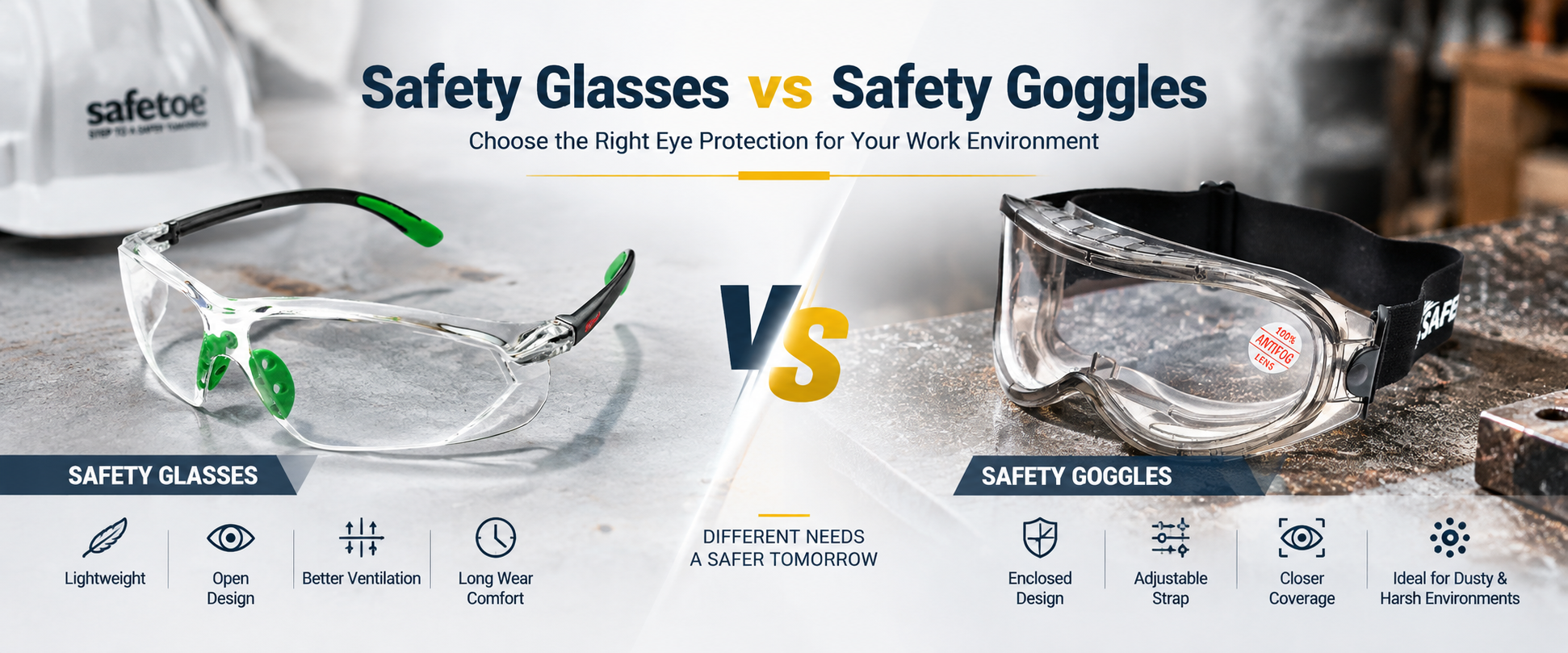 Safety Glasses vs Safety GogglesGoggles 工业眼睛防护的安全眼镜和安全护目镜比较
