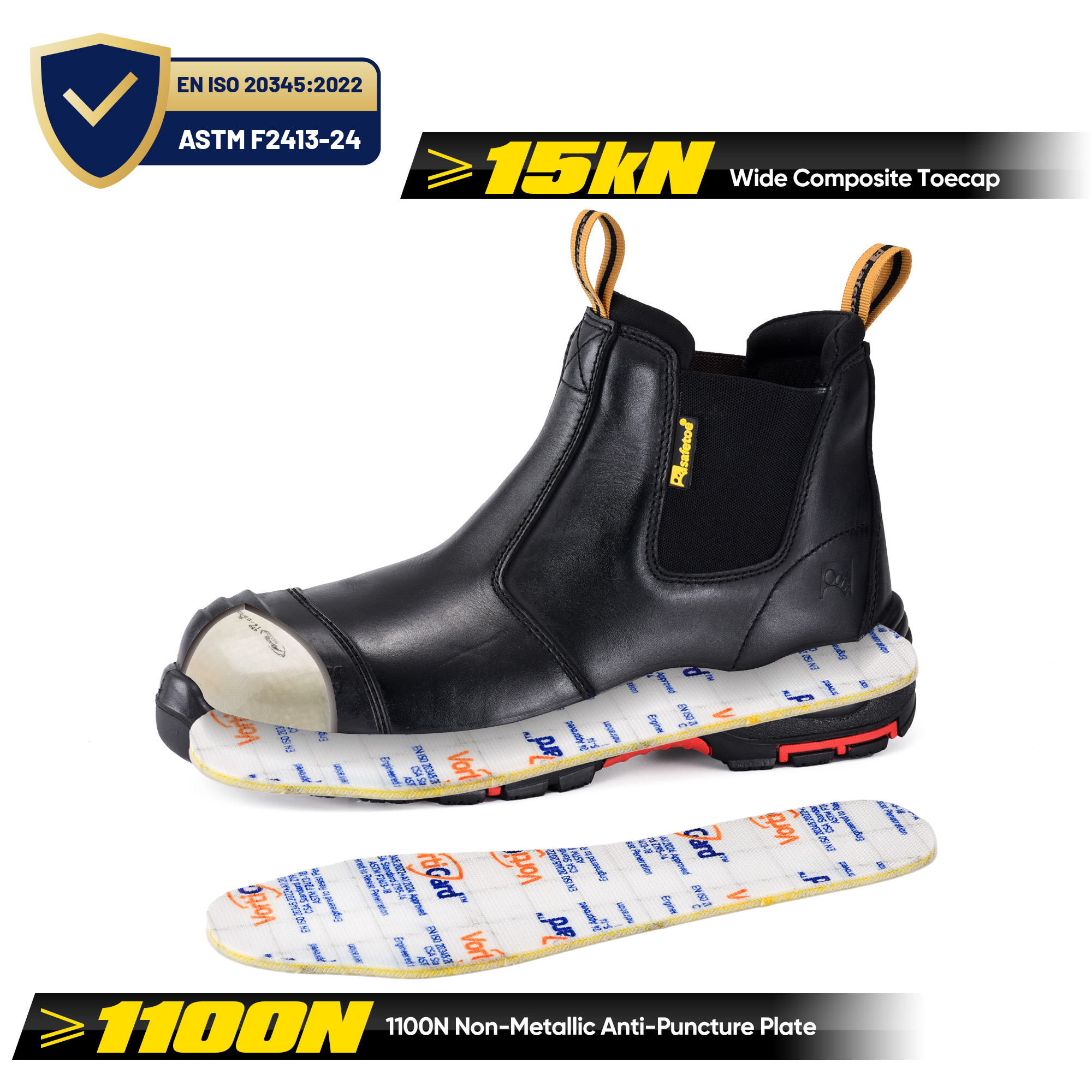 ASTM 认证套穿式 Chelsea (EH 18kV) 介电安全靴 M-8025NB 黑色 InstaGuard Chelsea BK