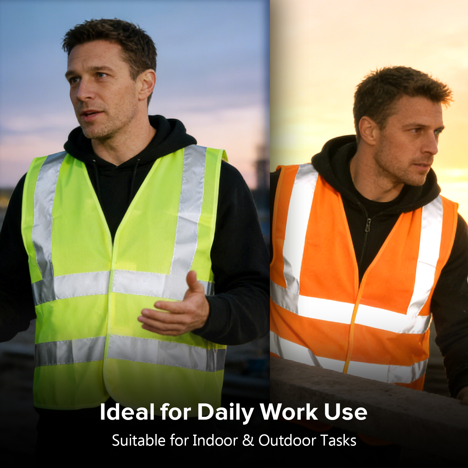 反光安全背心黄色和橙色| Hi-Vis 反光安全背心轻型工作背心 EN ISO 20471