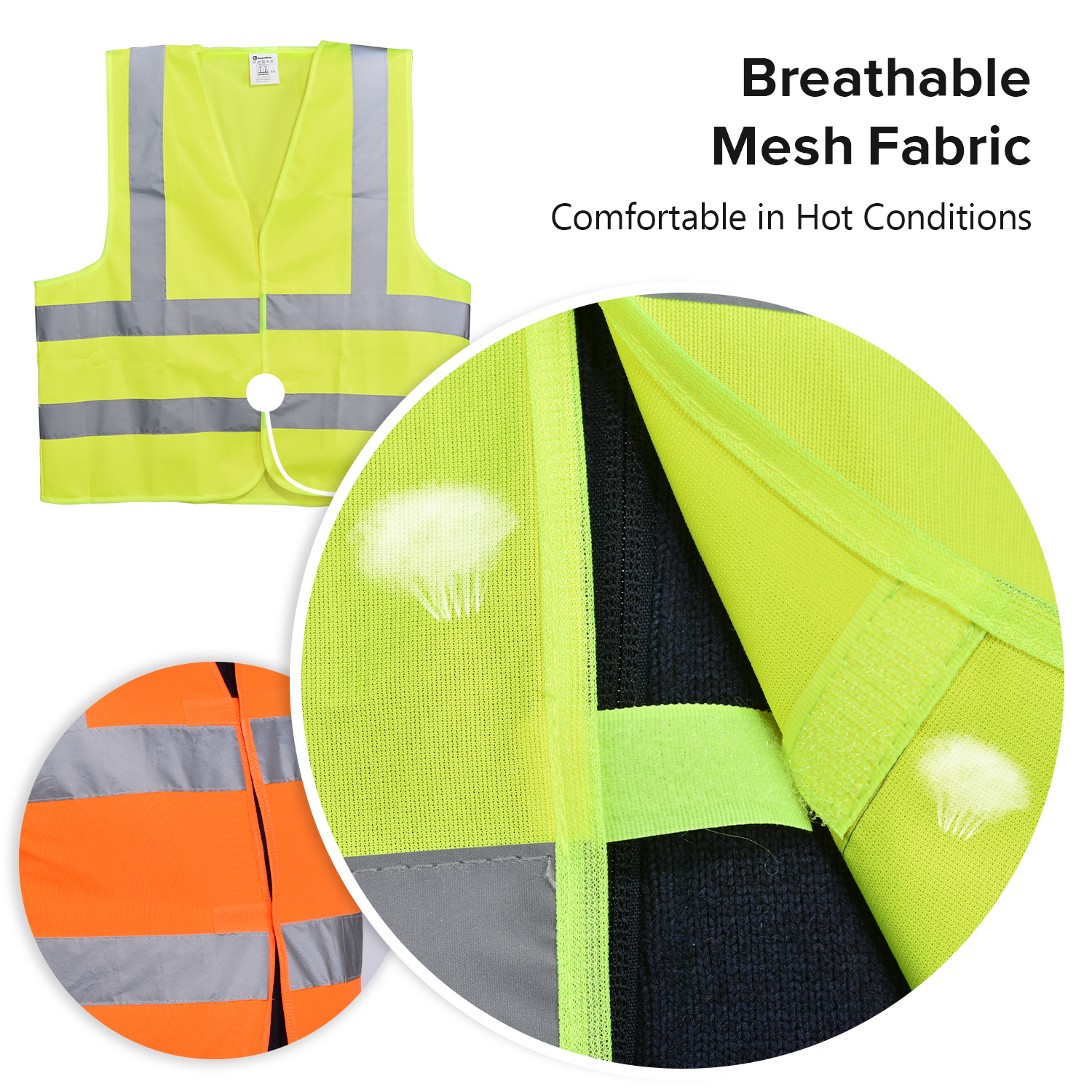 反光安全背心黄色和橙色| Hi-Vis 反光安全背心轻型工作背心 EN ISO 20471