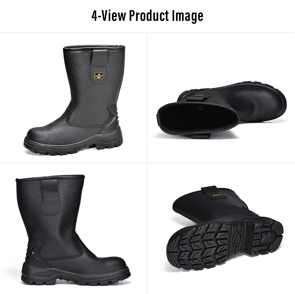 H-9430 Black Rigger Safety Boots Multi-View H-9430 黑色钢趾皮革起重工安全靴多视图