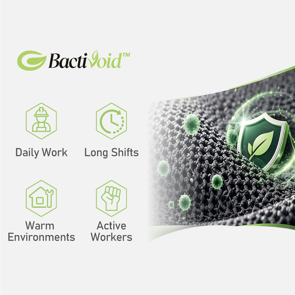 BactiVoid™ 抗菌防臭衬里，确保安全鞋透气舒适