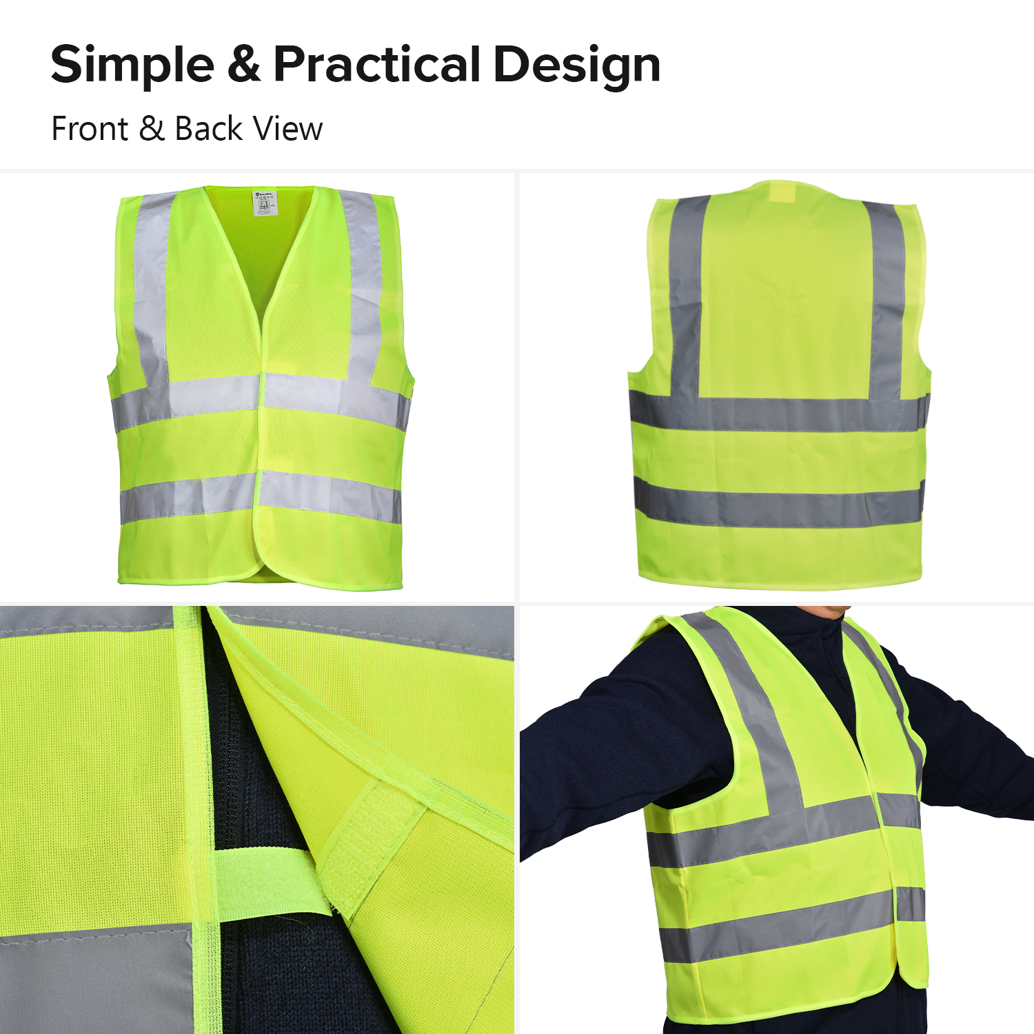 反光安全背心黄色和橙色| Hi-Vis 反光安全背心轻型工作背心 EN ISO 20471