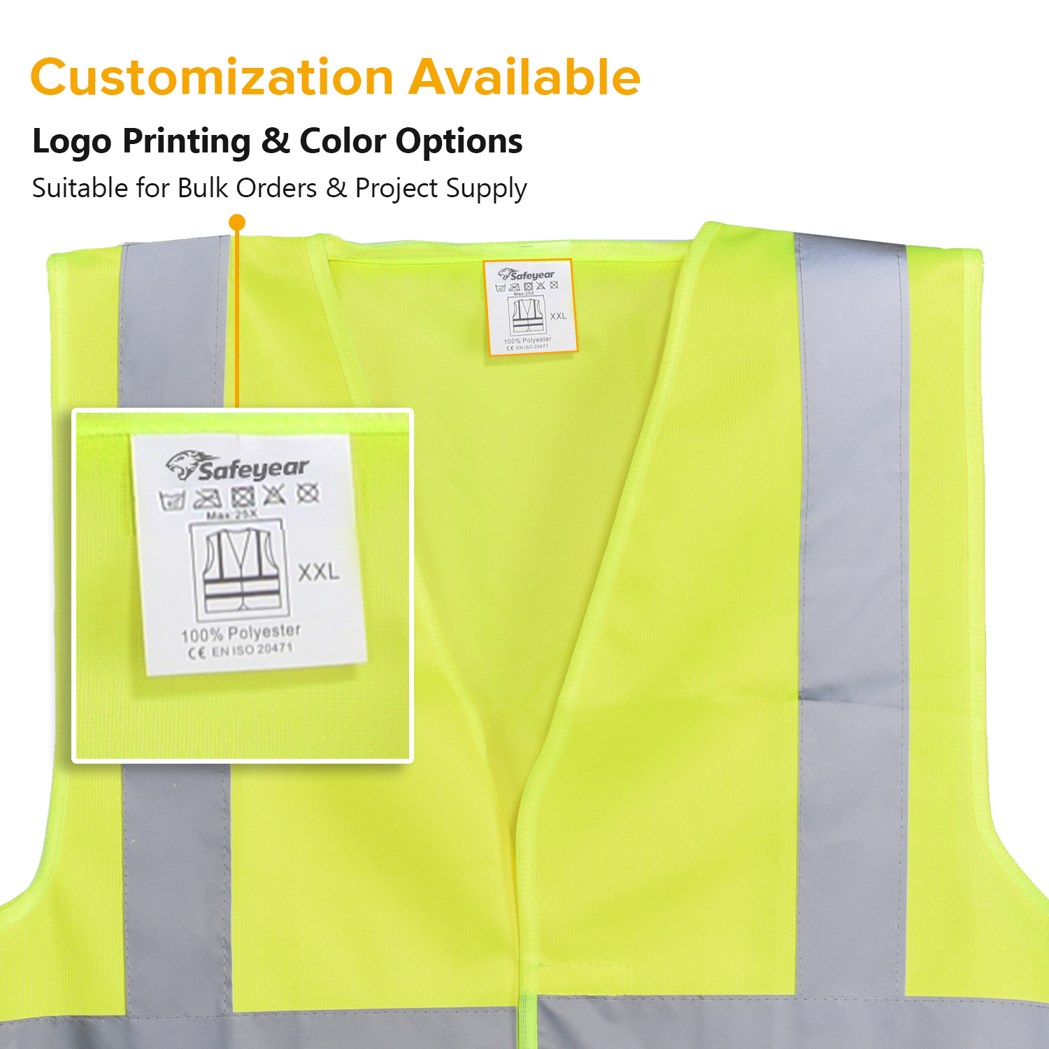 反光安全背心黄色和橙色| Hi-Vis 反光安全背心轻型工作背心 EN ISO 20471