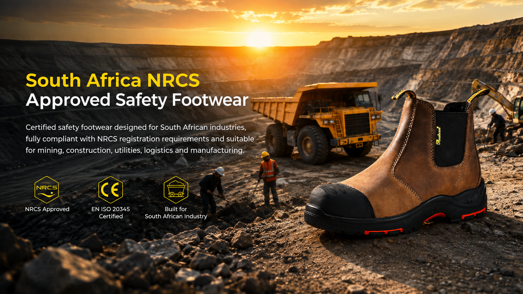 南非 NRCS 批准用于采矿、建筑、物流和工业工作的安全鞋