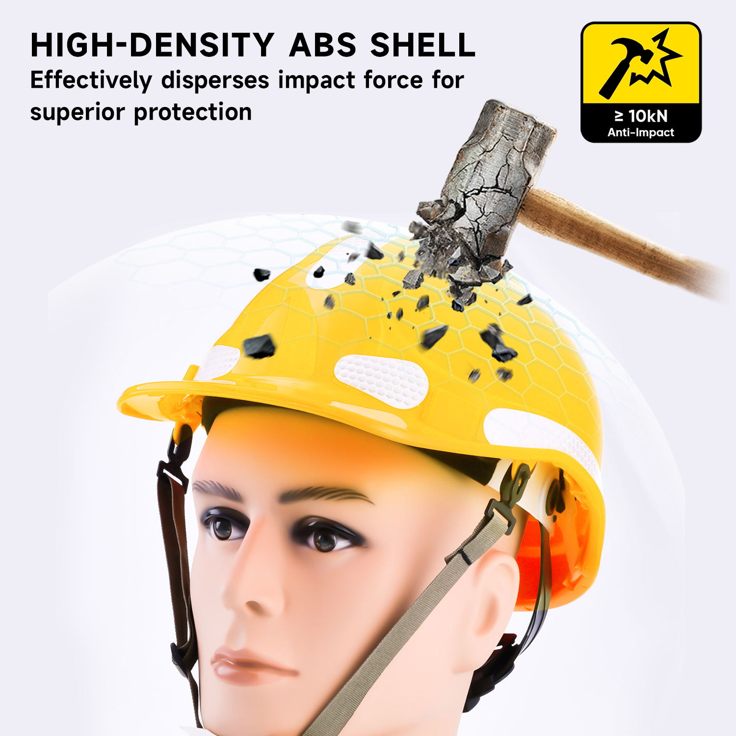带反光条的 Hi-Vis 通风安全头盔