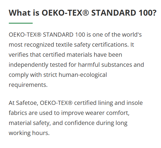 什么是 OEKO-TEX STANDARD 100 以及 Safetoe 如何使用经过认证的衬里和鞋垫材料