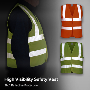 反光安全背心黄色和橙色| Hi-Vis 反光安全背心轻型工作背心 EN ISO 20471